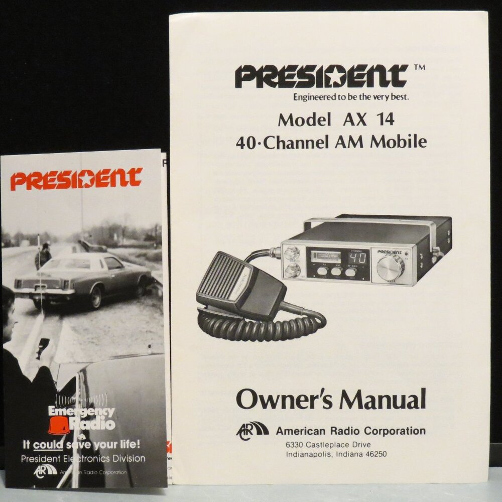 Vintage PRESIDENT CB RADIO OWNER'S MANUAL MODEL AX 14